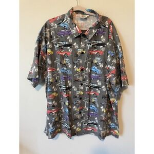 Sand Dollar Men's Hot Rod Graphic Hawaiian Shirt 100% Cotton USA 3XL XXXL Cars